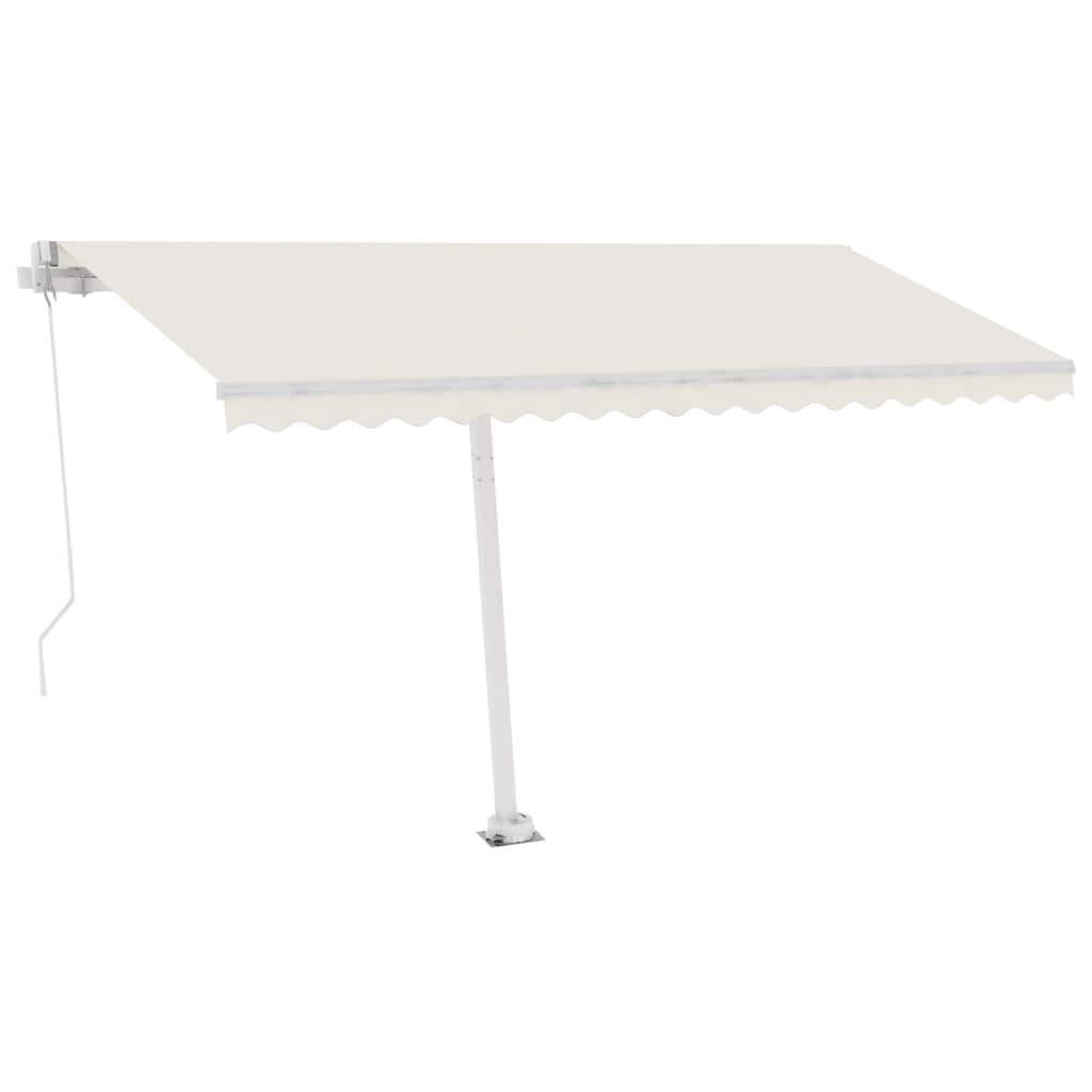 Tenda da Sole Retrattile Manuale con Palo 450x300 cm Crema