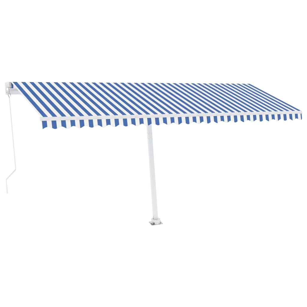 Tenda da Sole Retrattile Manuale con LED 500x300cm Blu e Bianca cod mxl 43764