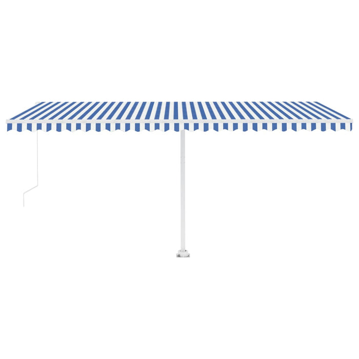 Tenda da Sole Retrattile Manuale con LED 500x300cm Blu e Bianca cod mxl 43764