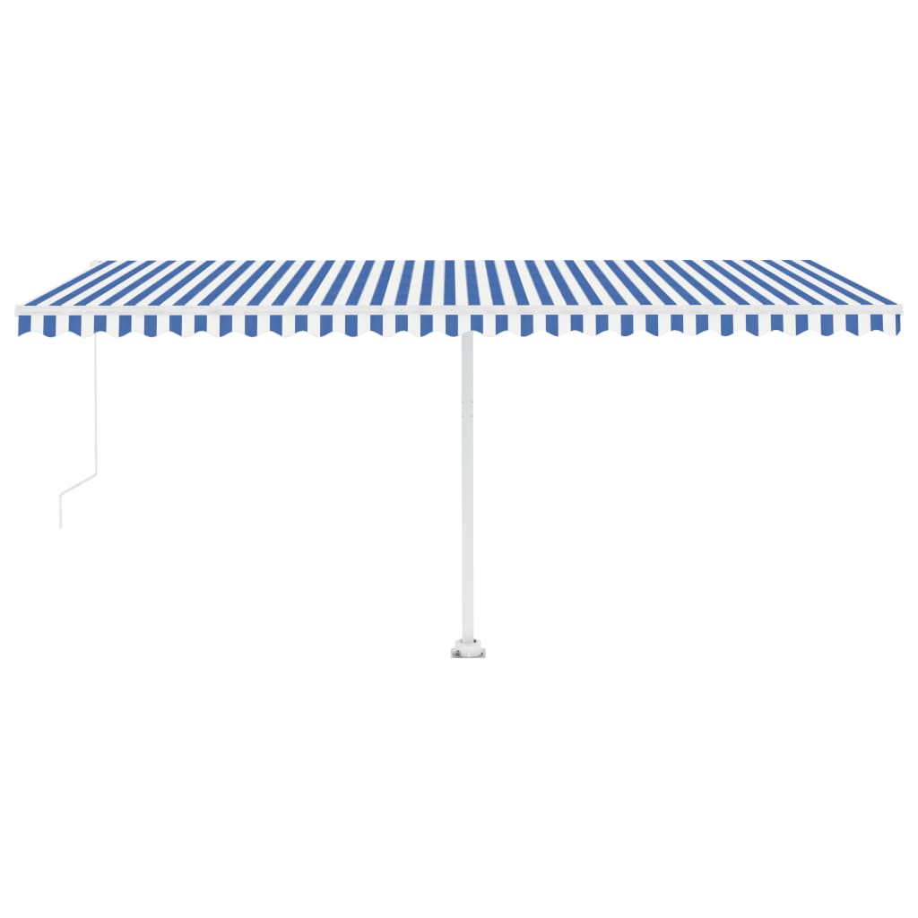 Tenda da Sole Retrattile Manuale con LED 500x300cm Blu e Bianca 3069581