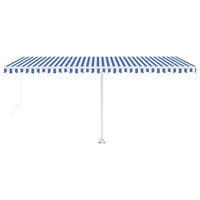 Tenda da Sole Retrattile Manuale con LED 500x300cm Blu e Bianca 3069581