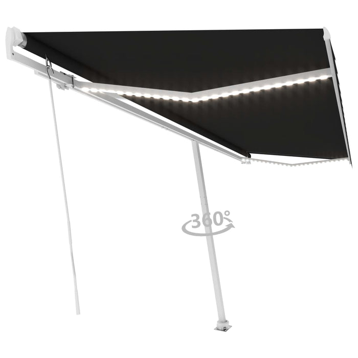 Tenda da Sole Retrattile Manuale con LED 500x300 cm Antracite 3069584