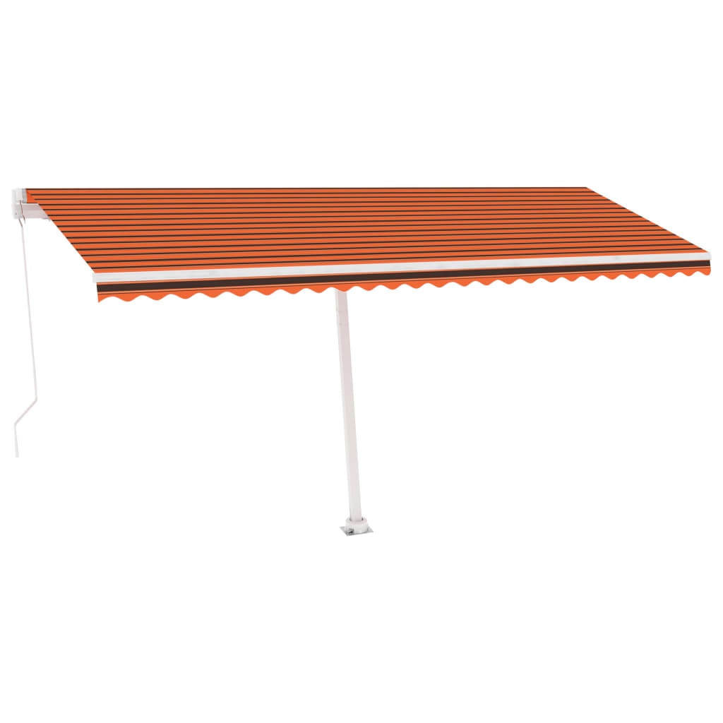 Tenda da Sole Retrattile Manuale LED 500x300 cm Arancio Marrone cod mxl 39710