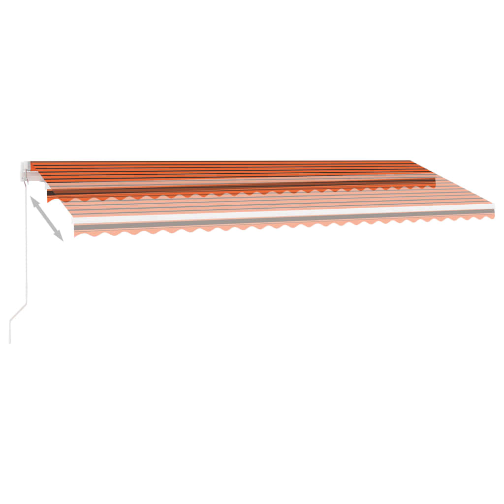 Tenda da Sole Retrattile Manuale LED 500x300 cm Arancio Marrone cod mxl 39710