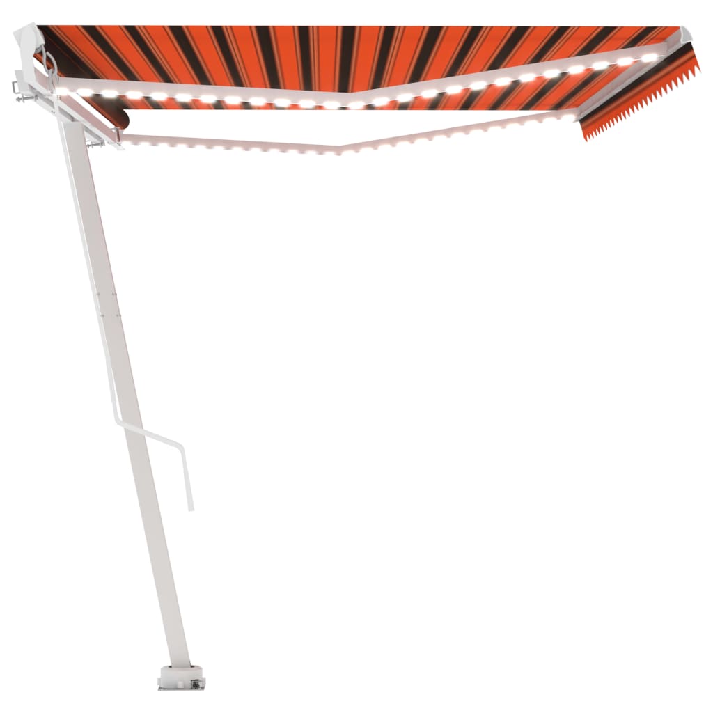 Tenda da Sole Retrattile Manuale LED 500x300 cm Arancio Marrone cod mxl 39710