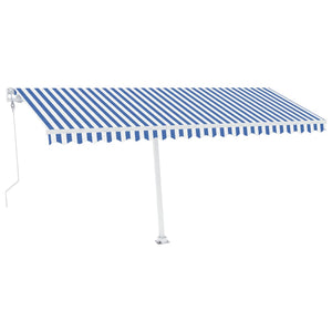 Tenda Automatica con Sensore Vento e LED 500x300 cm Blu Bianca 3069591