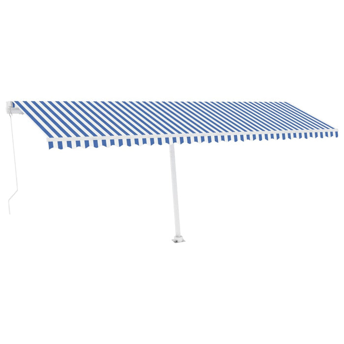 Tenda Retrattile Manuale Autoportante 600x300 cm Blu e Bianca cod mxl 43646