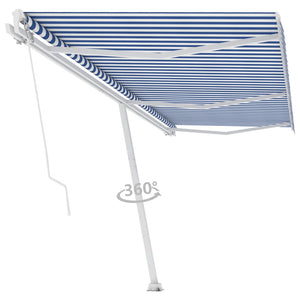 Tenda Retrattile Manuale Autoportante 600x300 cm Blu e Bianca cod mxl 43646