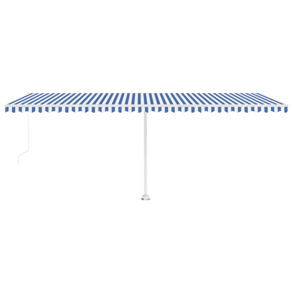 Tenda Retrattile Manuale Autoportante 600x300 cm Blu e Bianca cod mxl 43646