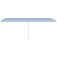 Tenda Retrattile Manuale Autoportante 600x300 cm Blu e Bianca cod mxl 43646