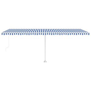 Tenda Retrattile Manuale Autoportante 600x300 cm Blu e Bianca cod mxl 43646