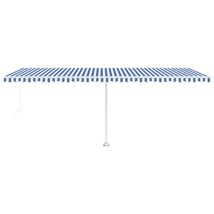 Tenda Retrattile Manuale Autoportante 600x300 cm Blu e Bianca cod mxl 43646