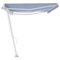 Tenda Retrattile Manuale Autoportante 600x300 cm Blu e Bianca cod mxl 43646