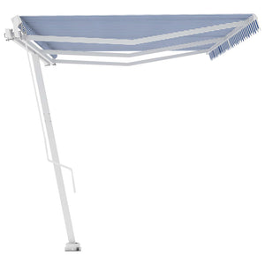 Tenda Retrattile Manuale Autoportante 600x300 cm Blu e Bianca cod mxl 43646