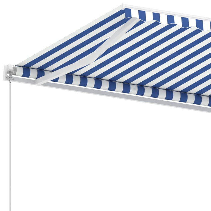 Tenda Retrattile Manuale Autoportante 600x300 cm Blu e Bianca cod mxl 43646