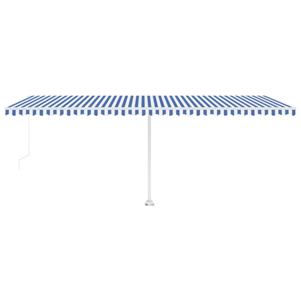 Tenda da Sole Retrattile Manuale con LED 600x300cm Blu e Bianca cod mxl 43699