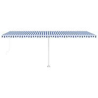 Tenda da Sole Retrattile Manuale con LED 600x300cm Blu e Bianca cod mxl 43699