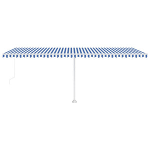 Tenda da Sole Retrattile Manuale con LED 600x300cm Blu e Bianca cod mxl 43699