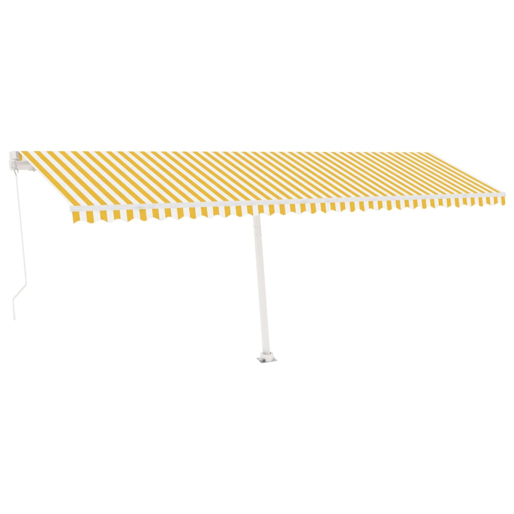 Tenda da Sole Retrattile Manuale LED 600x300cm Gialla e Bianca cod mxl 30666