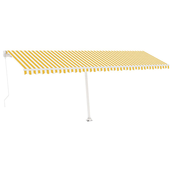 Tenda da Sole Retrattile Manuale LED 600x300cm Gialla e Bianca cod mxl 30666