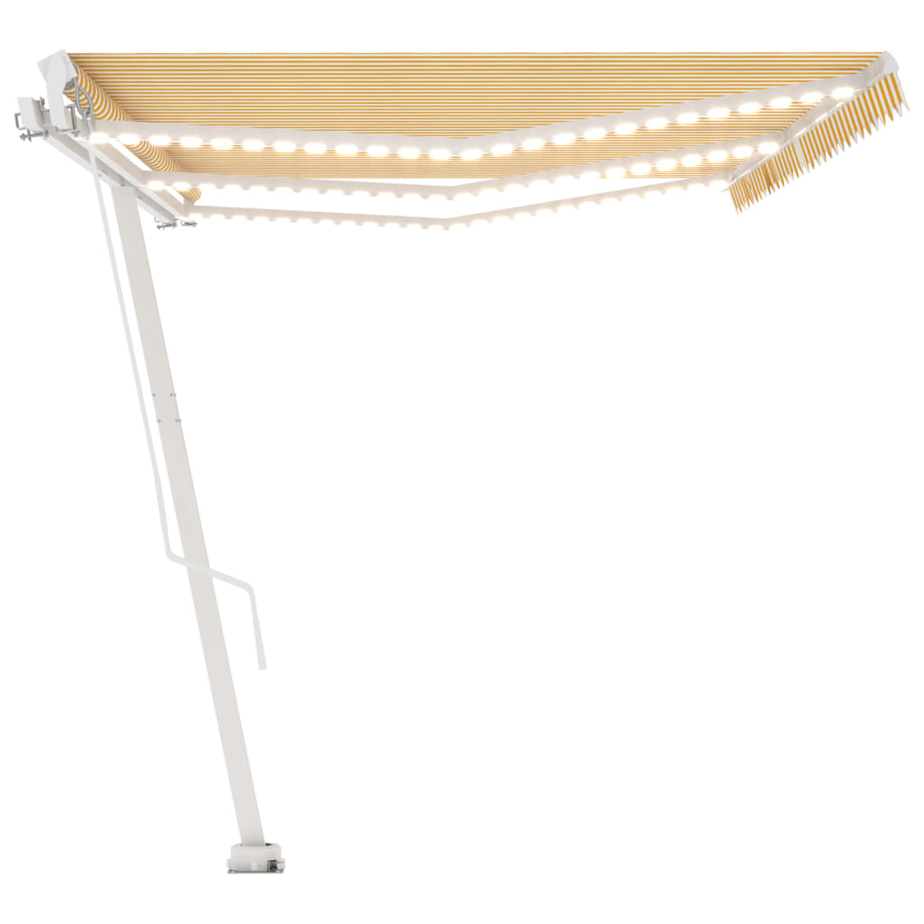 Tenda da Sole Retrattile Manuale e LED 600x300cm Gialla Bianca 3069603