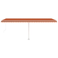 Tenda da Sole Retrattile Manuale LED 600x300 cm Arancio Marrone 3069605