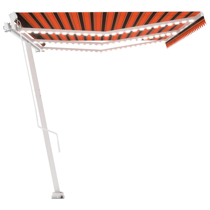 Tenda da Sole Retrattile Manuale LED 600x300 cm Arancio Marrone 3069605