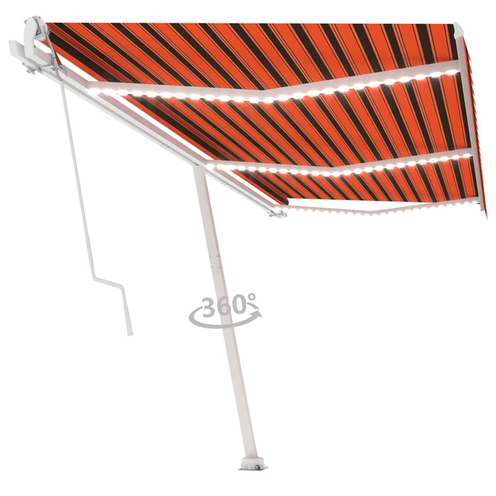 Tenda Automatica Sensore Vento e LED 600x300 cm Arancio Marrone 3069615