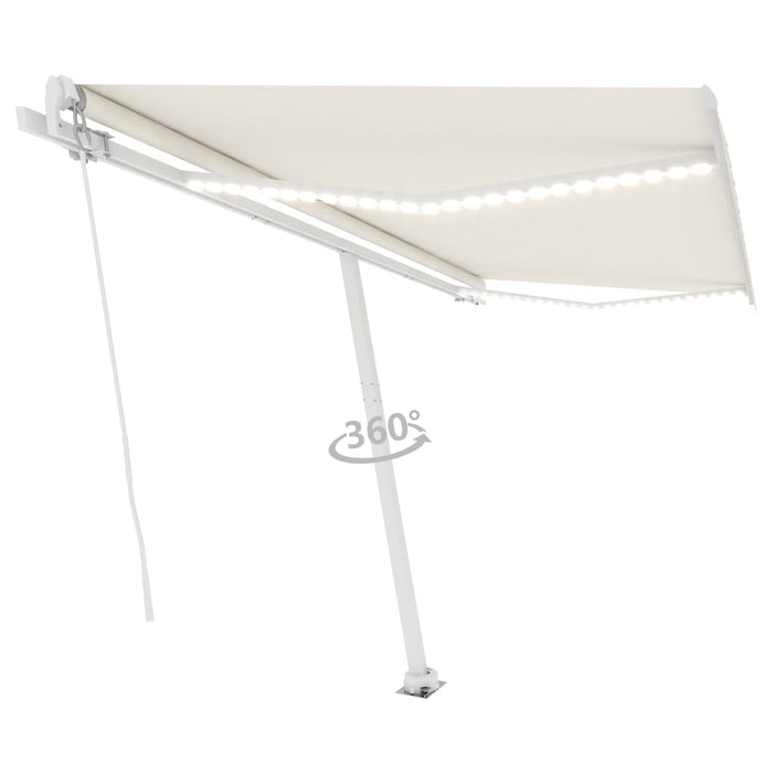 Tenda da Sole Retrattile Manuale con LED 400x350 cm Crema   cod mxl 62058