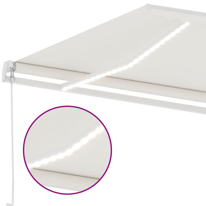 Tenda da Sole Retrattile Manuale con LED 400x350 cm Crema   cod mxl 62058