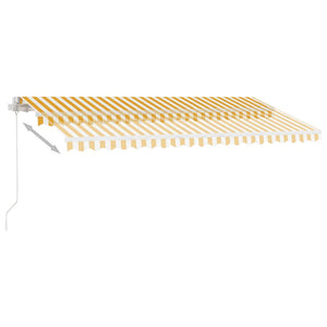 Tenda da Sole Retrattile Manuale LED 400x350 cm Giallo Bianco  cod mxl 41246