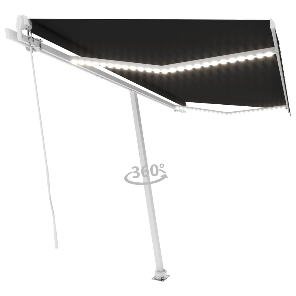 Tenda da Sole Retrattile Manuale con LED 400x350 cm Antracite  cod mxl 43826