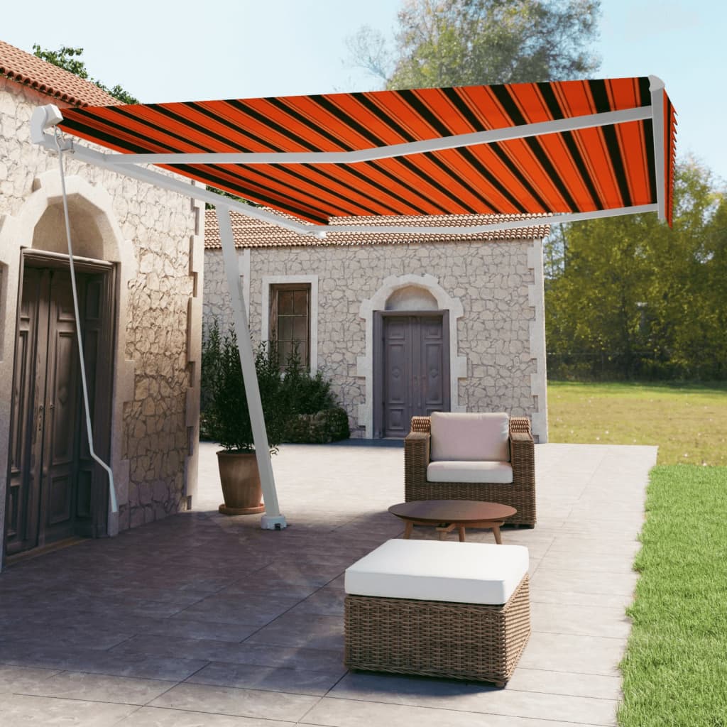 Tenda Retrattile Manuale Autoportante 500x350cm Arancio Marrone cod mxl 68351