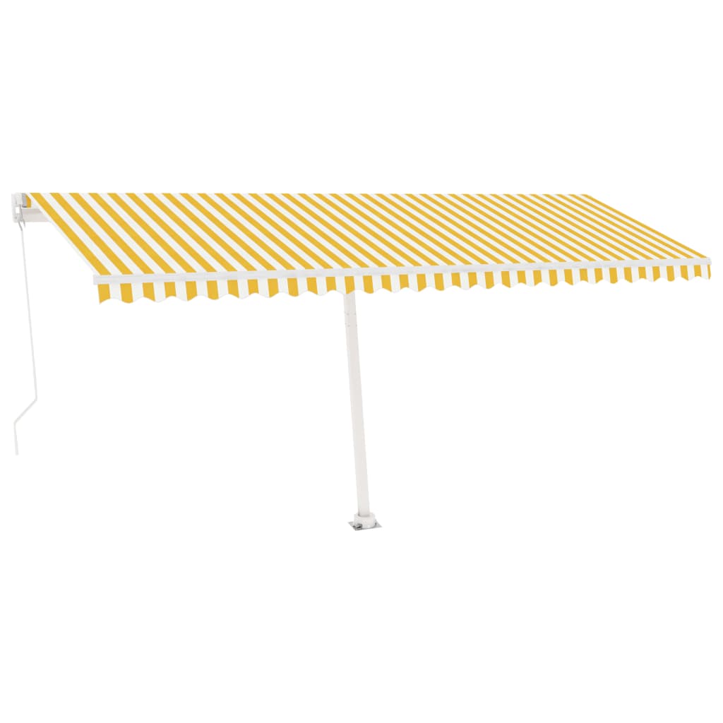 Tenda da Sole Retrattile Manuale LED 500x350 cm Gialla e Bianca cod mxl 43737