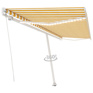 Tenda da Sole Retrattile Manuale LED 500x350 cm Gialla e Bianca cod mxl 43737