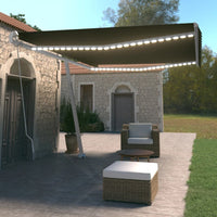 Tenda da Sole Retrattile Manuale con LED 500x350 cm Antracite cod mxl 73753