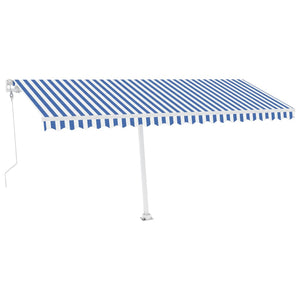 Tenda Automatica con Sensore Vento e LED 500x350 cm Blu Bianca cod 9321