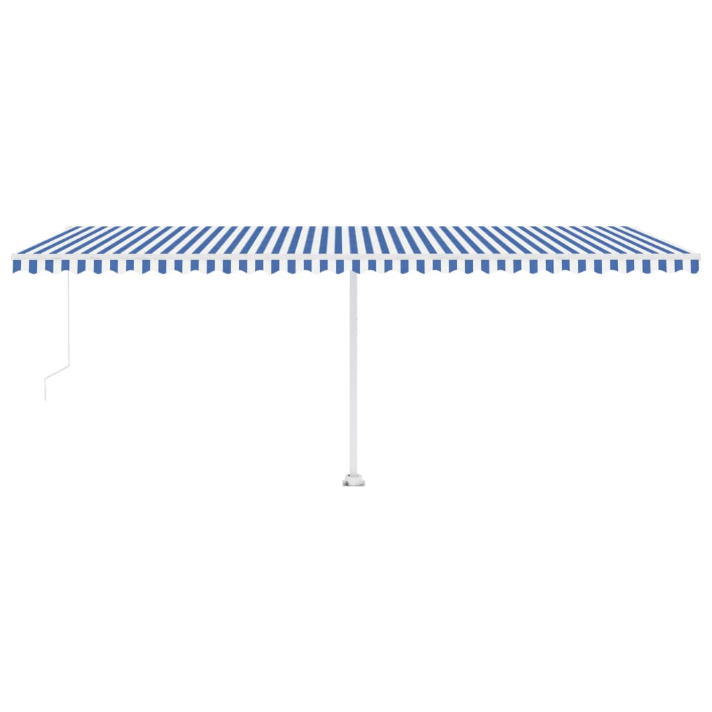 Tenda da Sole Retrattile Manuale con LED 600x350 cm Blu Bianco cod mxl 43829