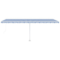 Tenda da Sole Retrattile Manuale con LED 600x350 cm Blu Bianco cod mxl 43829