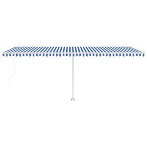 Tenda da Sole Retrattile Manuale con LED 600x350 cm Blu Bianco cod mxl 43829