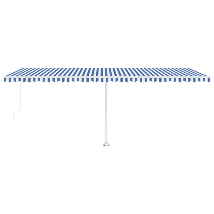 Tenda da Sole Retrattile Manuale con LED 600x350 cm Blu Bianco cod mxl 43829