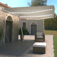 Tenda da Sole Retrattile Manuale con LED 600x350 cm Crema 3069682