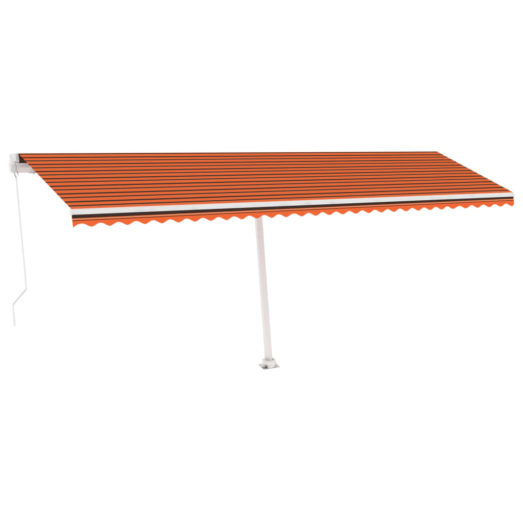 Tenda da Sole Retrattile Manuale LED 600x350 cm Arancio Marrone 3069685