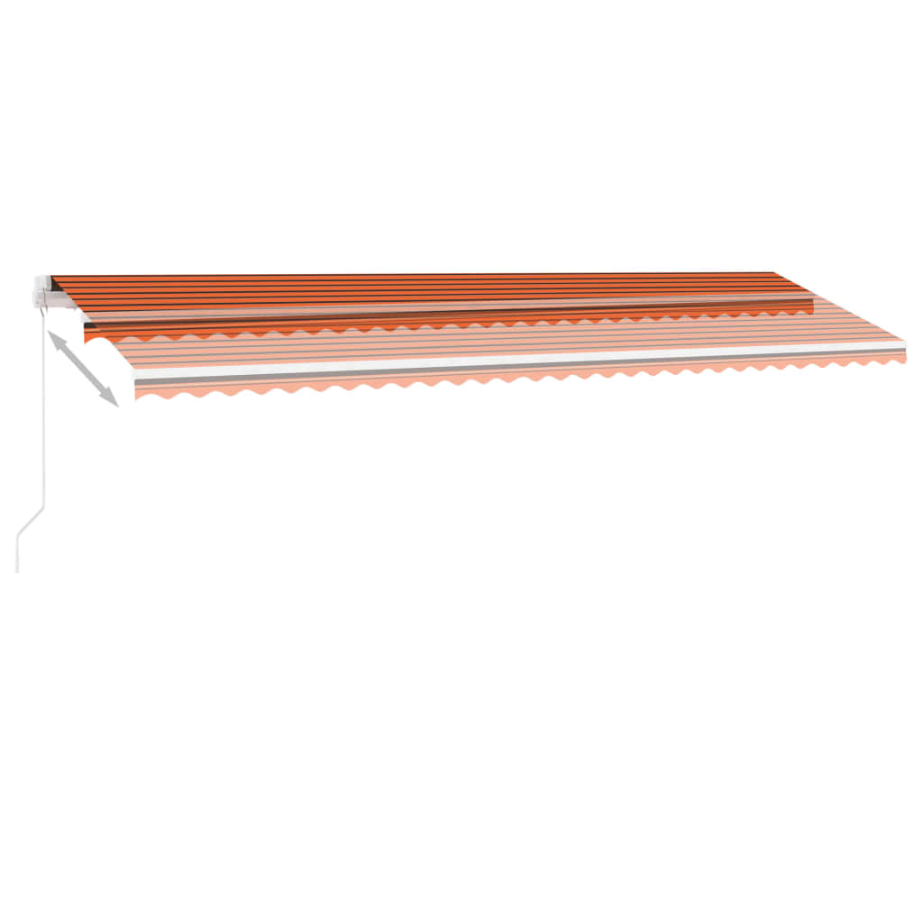 Tenda da Sole Retrattile Manuale LED 600x350 cm Arancio Marrone 3069685