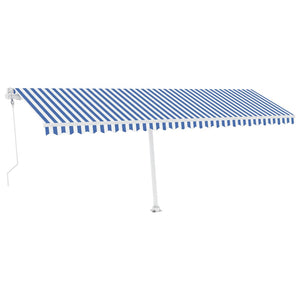 Tenda Automatica con Sensore Vento e LED 600x350 cm Blu Bianca 3069691