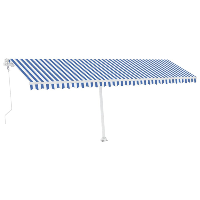 Tenda Automatica con Sensore Vento e LED 600x350 cm Blu Bianca 3069691