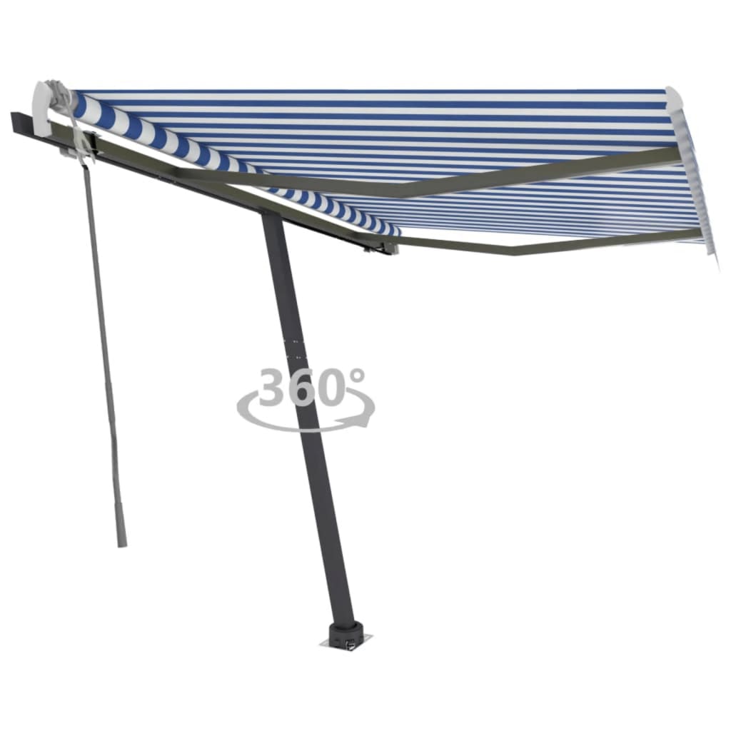 Tenda da Sole Retrattile Manuale 300x250 cm Blu e Bianca cod mxl 51635