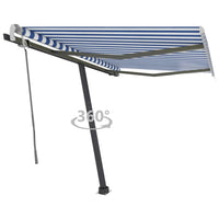 Tenda da Sole Retrattile Manuale 300x250 cm Blu e Bianca 3069696