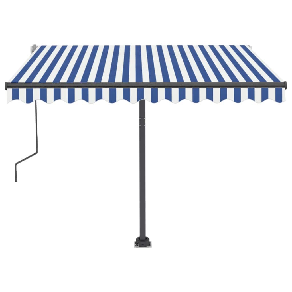 Tenda da Sole Retrattile Manuale 300x250 cm Blu e Bianca 3069696