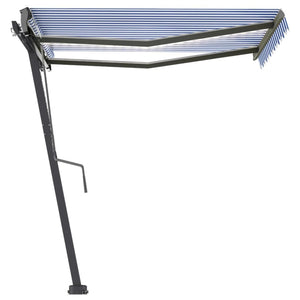 Tenda da Sole Retrattile Manuale con LED 300x250cm Blu e Bianca cod mxl 51624